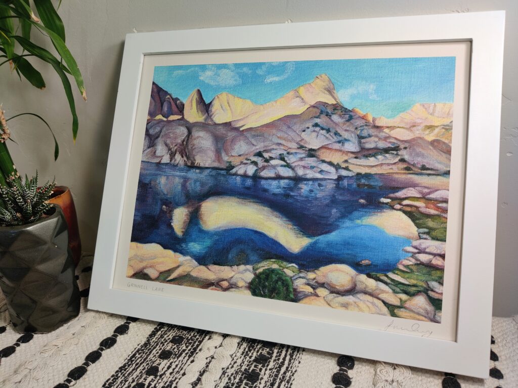 Framed print of Grinnell Lake in the Sierrra Nevada, California