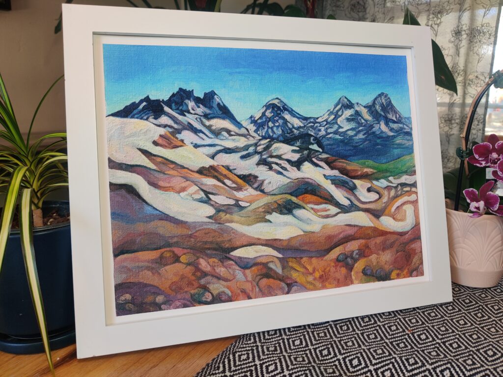 Framed print of the Three Sisters and Broken Top in Central Oregon