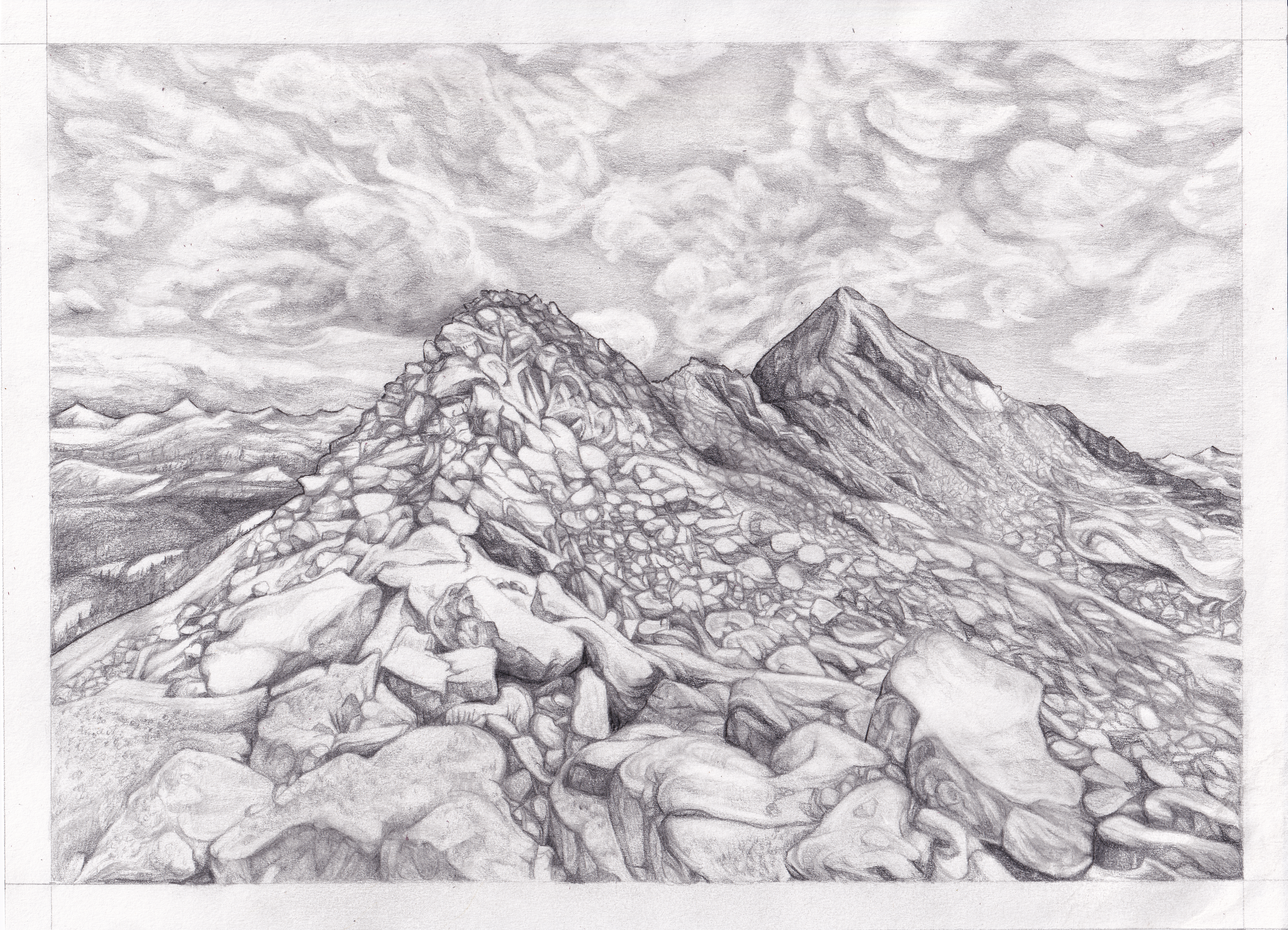 Sketch of an unnamed pass between Gale & Sing Peaks in the Yosemite wilderness